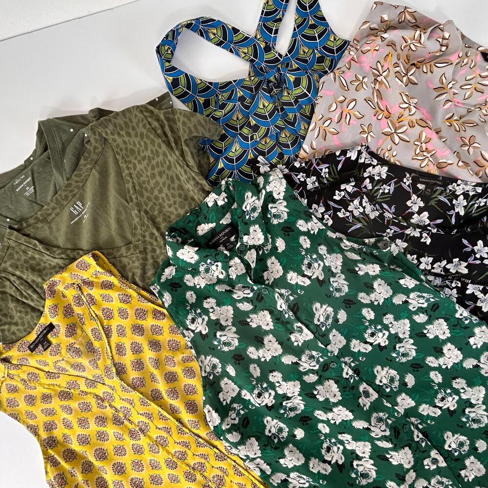 Banana Republic Top Shirt Lot of 7 XS Sleeveless Blouse Floral Work Casual